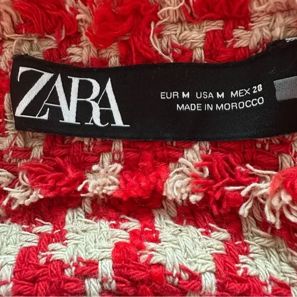 Zara textured houndstooth coat red - Picture 9 of 14